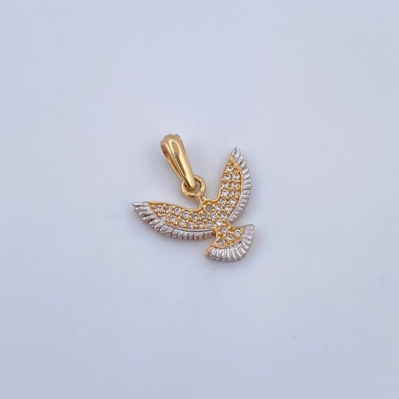 Pendant Bird 1.6gr / 1.9cm / White Zircons Two 18K Yellow White Gold $