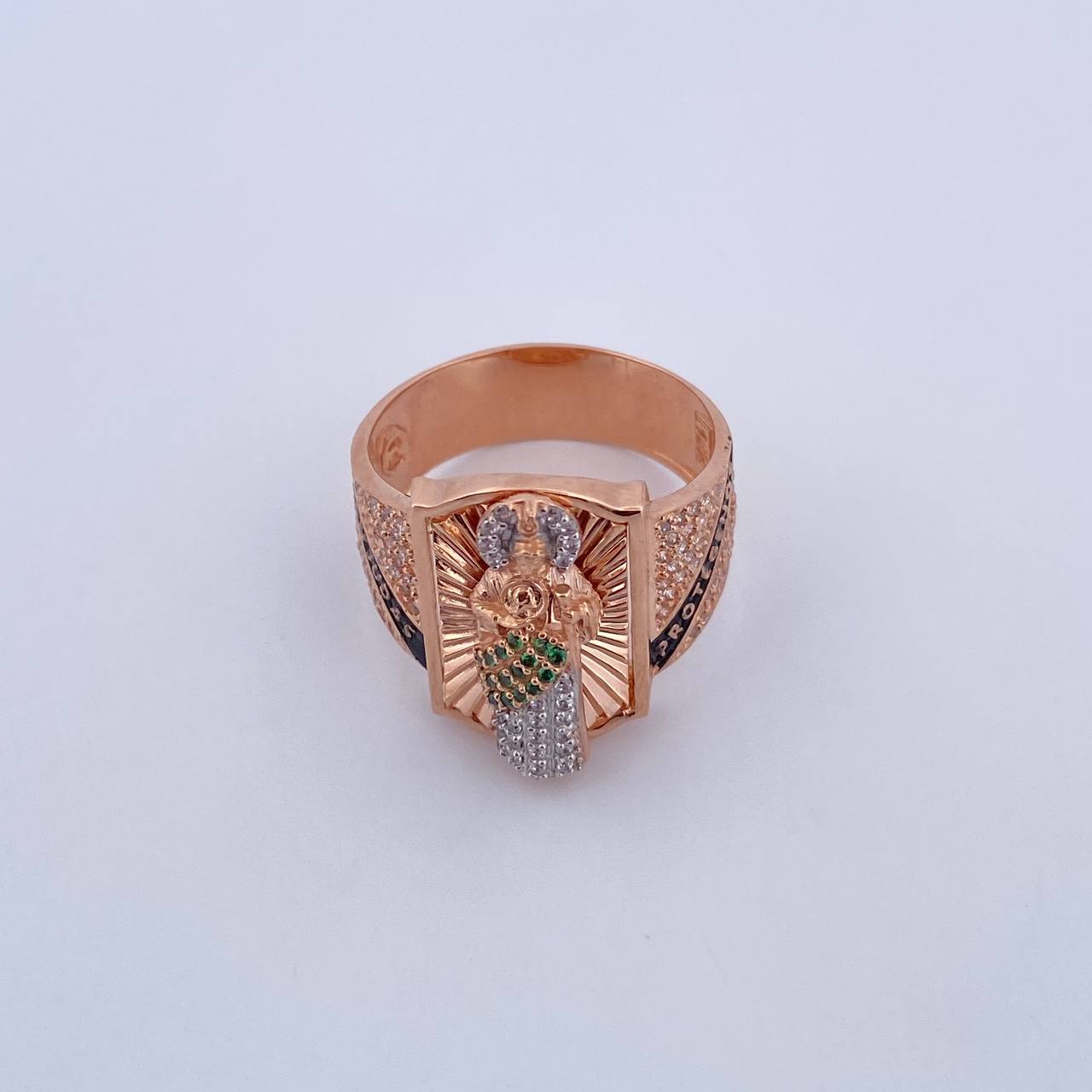 San Judas Tadeo Ring 10gr / T11 1/4 / Green and White Zircons Two-tone White and Rose Gold 18K $