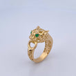 Panther Filigree Ring 6.7gr / Size 8 3/4 / Green Zircons 18K Yellow Gold $