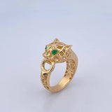 Panther Filigree Ring 6.7gr / Size 8 3/4 / Green Zircons 18K Yellow Gold $