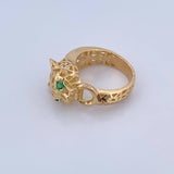 Panther Filigree Ring 6.7gr / Size 8 3/4 / Green Zircons 18K Yellow Gold $