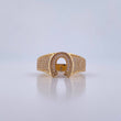 Horseshoe Ring 5.7gr / Size 10 3/4 / White Zircons 18K Yellow Gold $