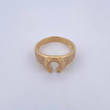 Horseshoe Ring 5.7gr / Size 10 3/4 / White Zircons 18K Yellow Gold $
