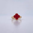 Ring Clover VCyA 2.85gr / Size 5 3/4 / Red Stone 18K Yellow Gold $