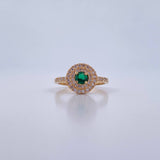 Halo Ring Circle 3.75gr / T6 1/4 / Green and White Zircons 18K Yellow Gold $