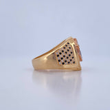 Horseshoe Ring Horse 8.3gr / Size 9 / Black and White Zircons Three 18K Golds $
