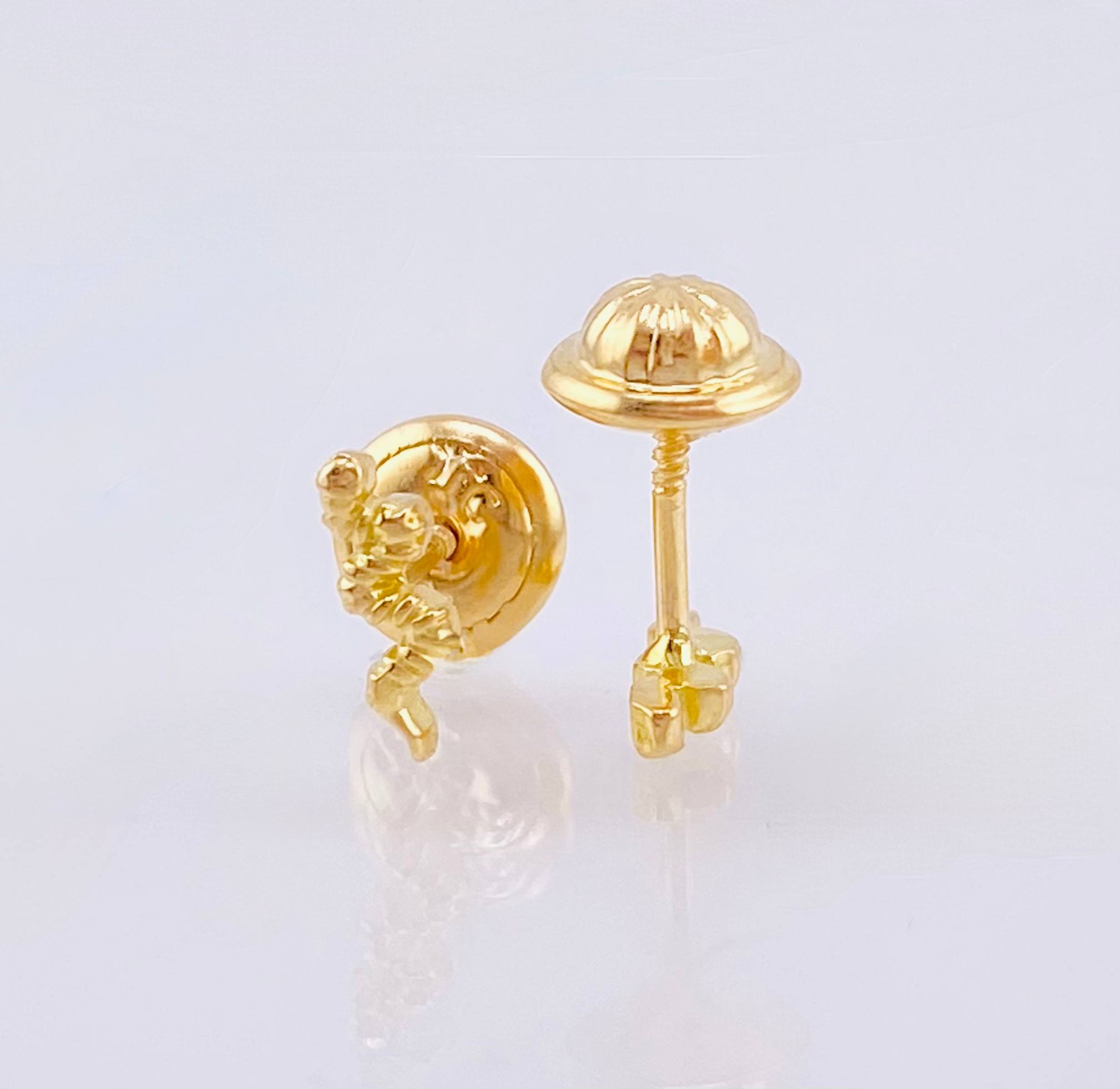 Stud Earrings Snakes 0.7gr / 7.2mm 18K Yellow Gold ©