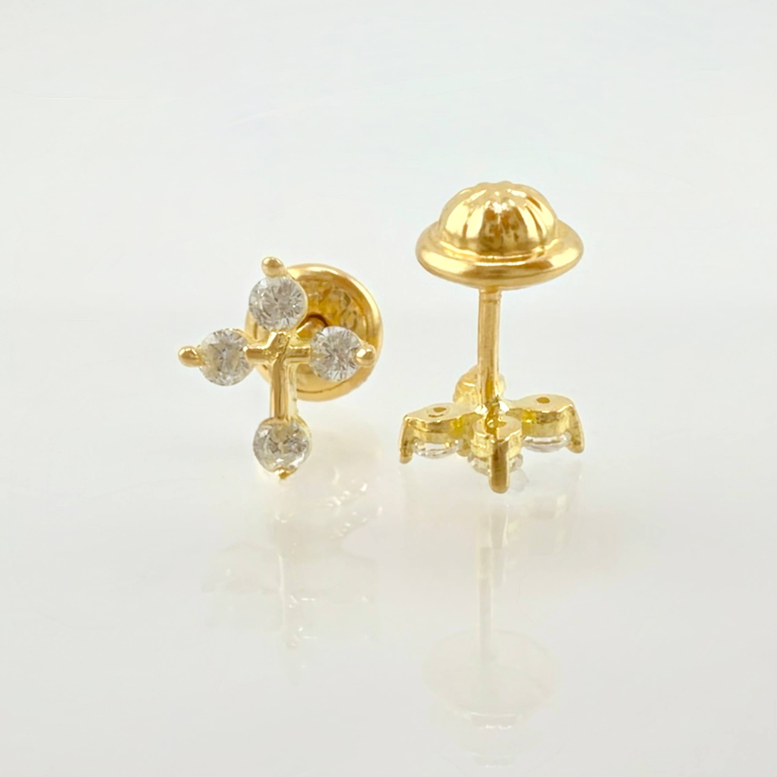 Topos Cruz Punta Destellante 1gr / 8.3mm Oro Amarillo 18K ©