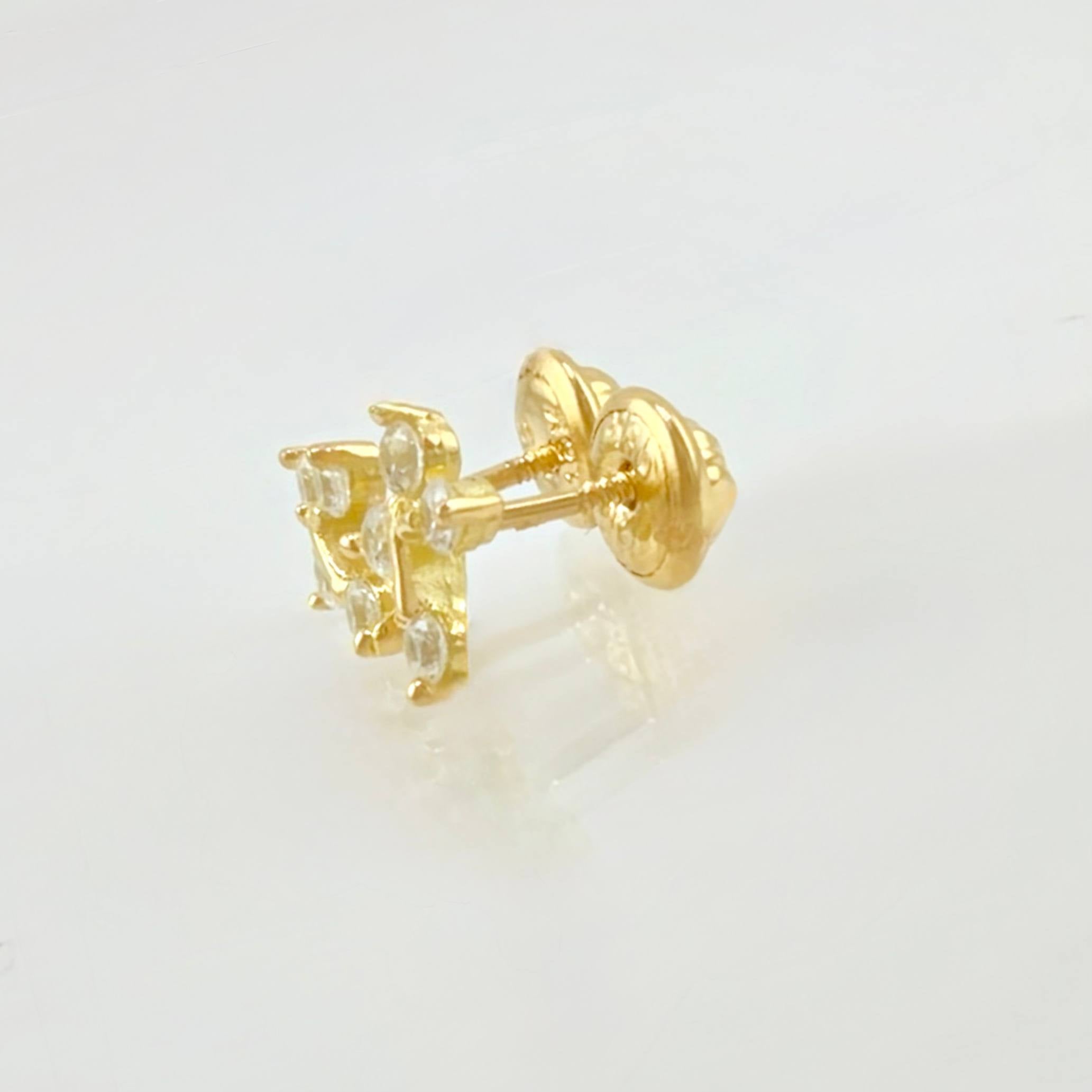 Sparkling Tip Cross Stud Earrings 1gr / 8.5mm Yellow Gold 18K ©