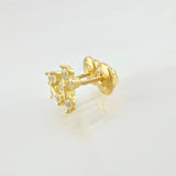 Sparkling Tip Cross Stud Earrings 1gr / 8.5mm Yellow Gold 18K ©