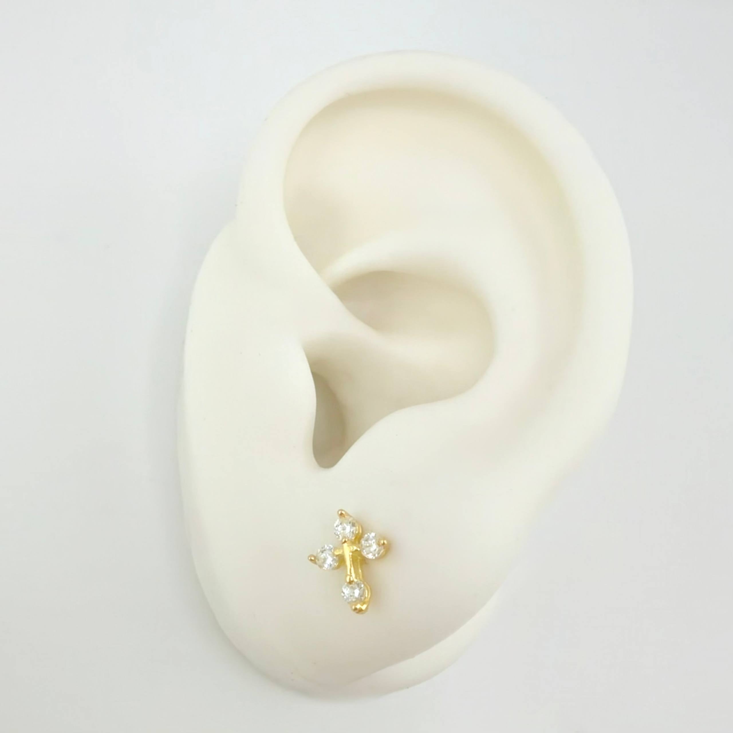 Topos Cruz Punta Destellante 1gr / 8.3mm Oro Amarillo 18K