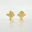Stud Earrings Dense Cross 0.75gr / 7.6mm Yellow Gold 18K