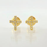Stud Earrings Dense Cross 0.75gr / 7.6mm Yellow Gold 18K
