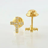 Stud Earrings Dense Cross 0.75gr / 7.6mm Yellow Gold 18K