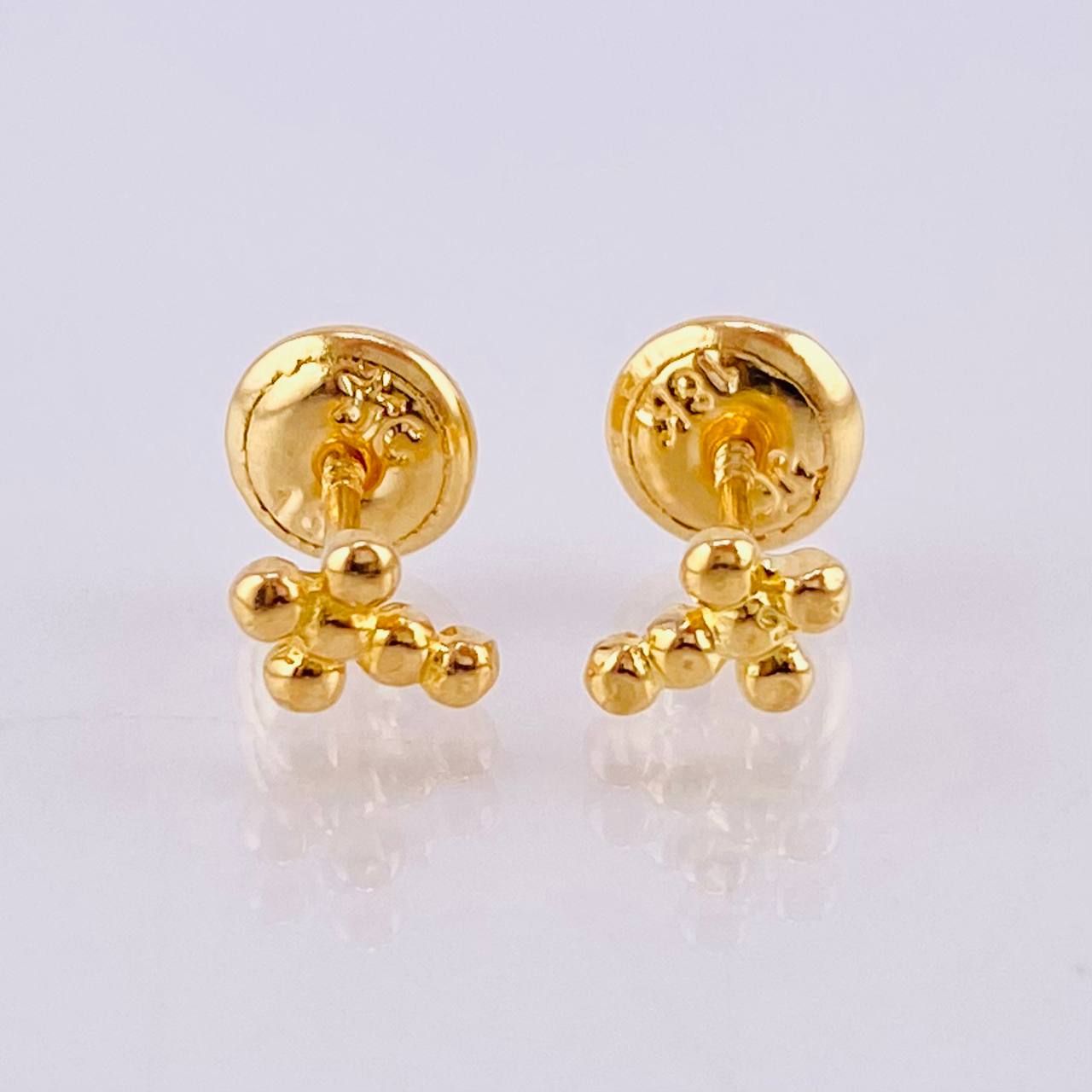 Bubble Cross Stud Earrings 0.85gr / 5.75mm 18K Yellow Gold ©