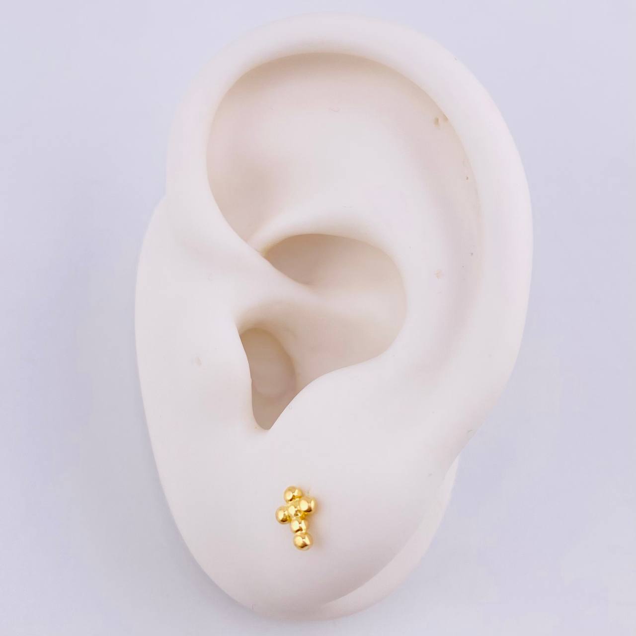 Stud Earrings Bubble Cross 0.8gr / 5.85mm Yellow Gold 18K