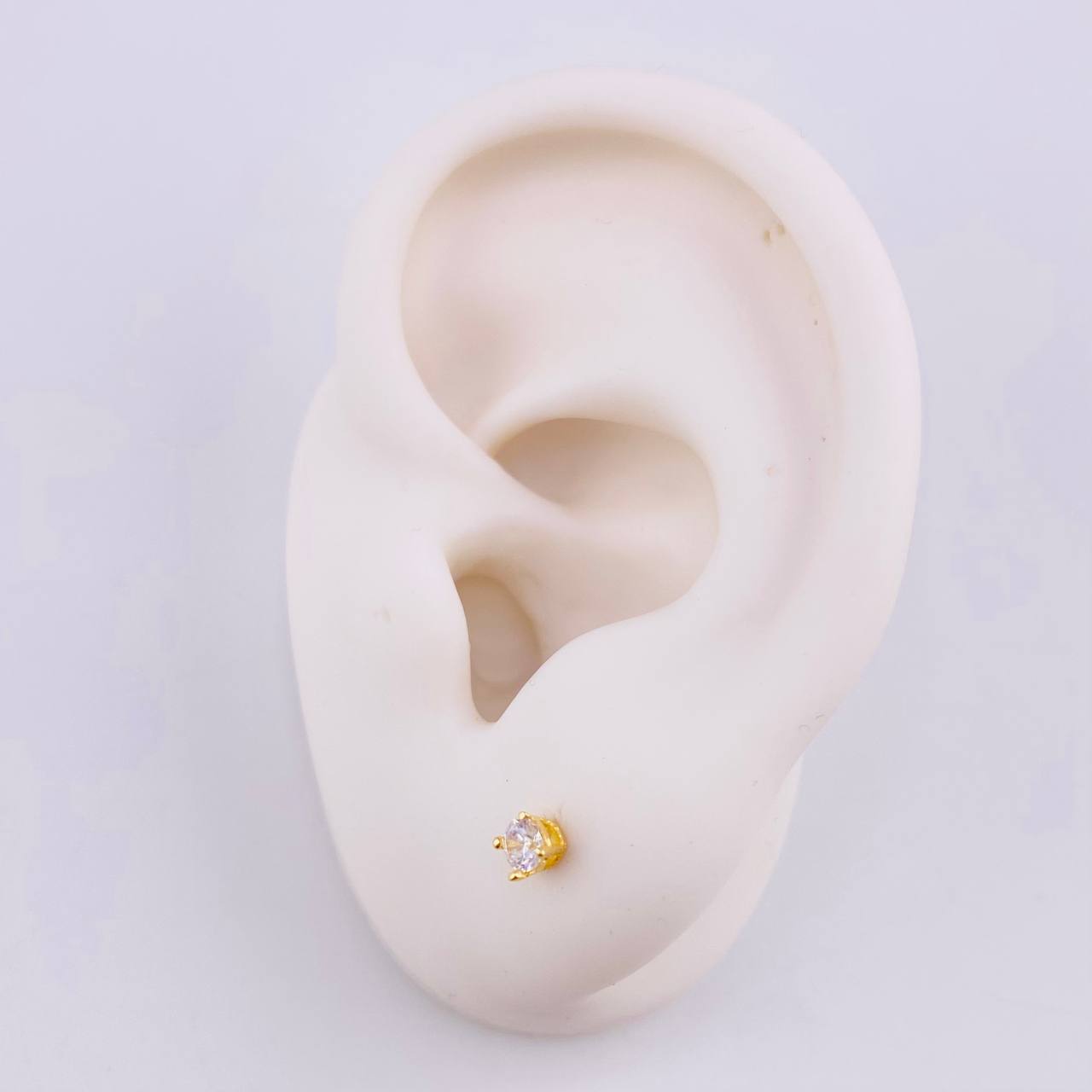 Stud Earrings Four Claws 0.7gr / 3.15mm Yellow Gold 18K ©