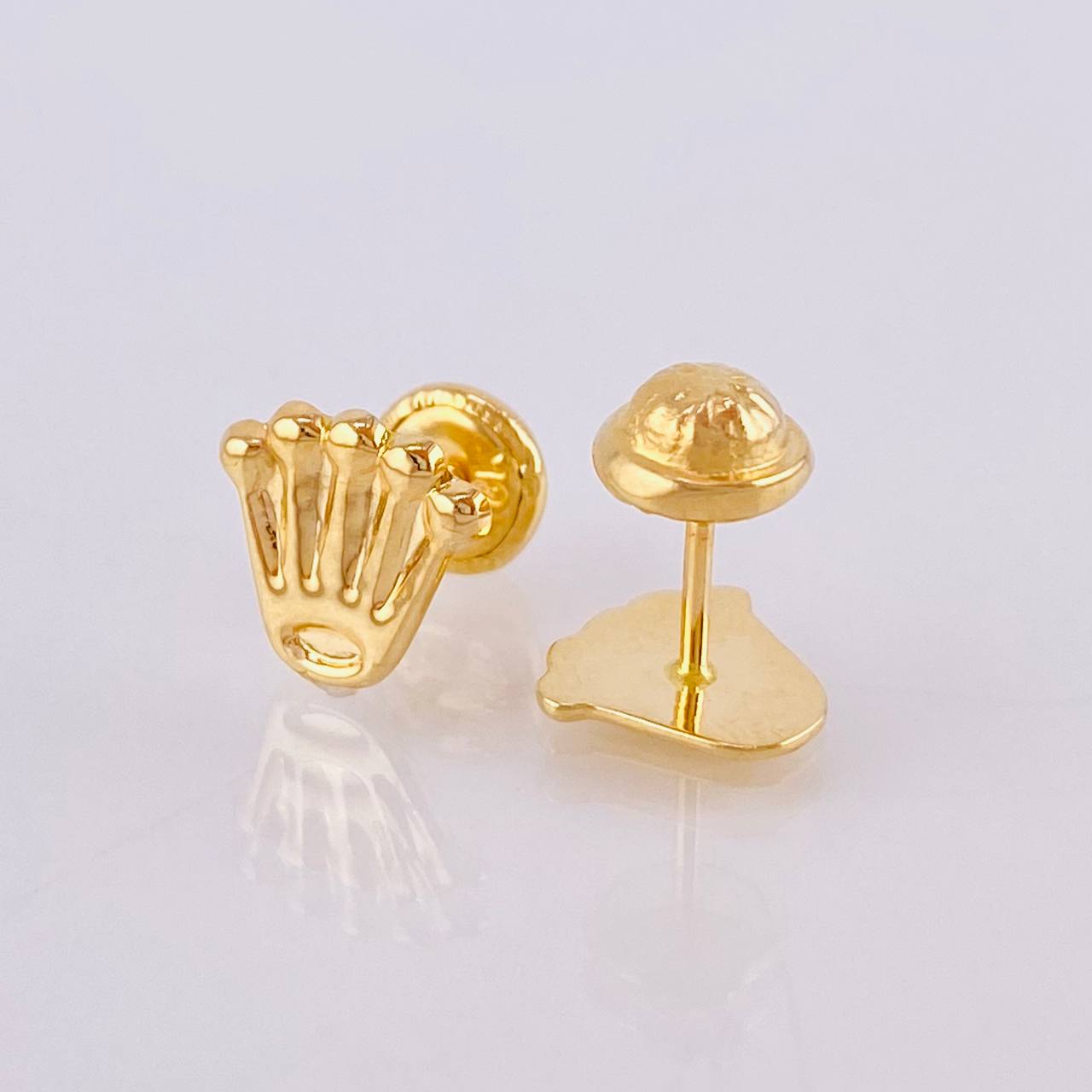Crown Stud Earrings 0.7gr / 7.85mm 18K Yellow Gold *
