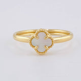 Anillo Trebol Nacar Blanco 1.3 g / T9 1/4 Oro Amarillo 18K