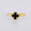 Clover Black Onyx Ring 1.2 g / T6 1/2 Yellow Gold 18K