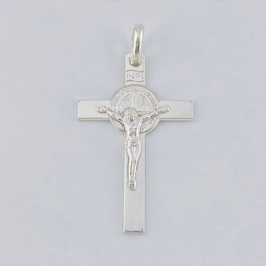 Pendant Cross Christ Saint Benedict 6.1 g / 2 in Silver 925