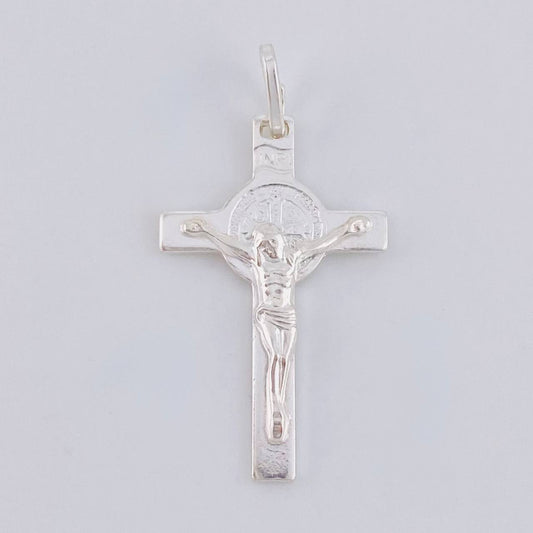 Pendant Cross Christ Saint Benedict 1.95 g / 1 1/4 in Silver 925