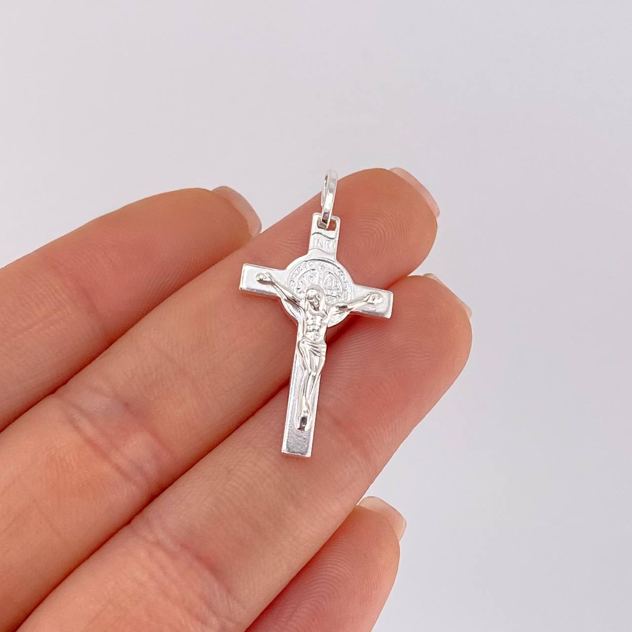 Pendant Cross Christ Saint Benedict 4.45 g / 1 3/4 in Silver 925