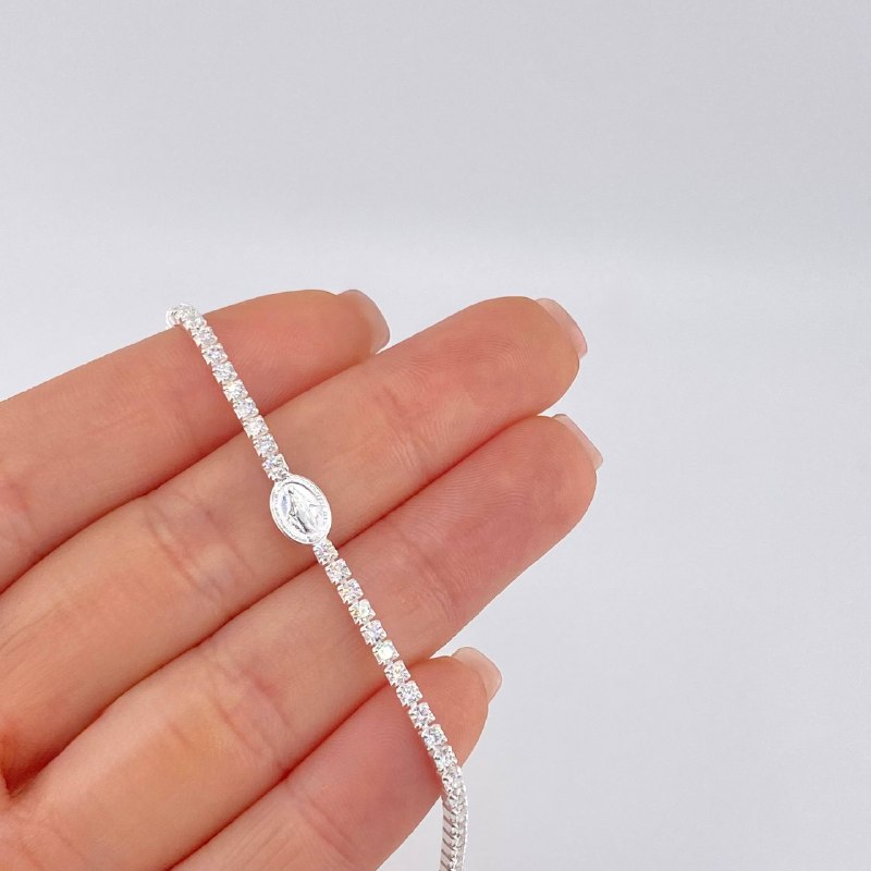 Tennis Bracelet Virgen Milagrosa 3.8 g / 8 in / 2.3 mm Silver 925