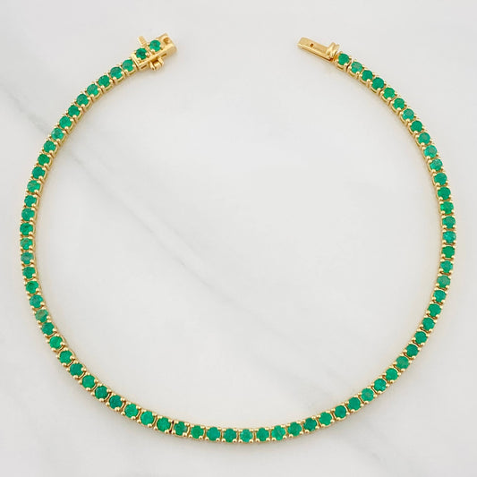 Pulso Tennis Esmeralda 2.55qts 9.2g / 8 1/4 in / 2.5mm Oro Amarillo 18K