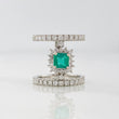 Double Halo Emerald Ring 50pts Diamonds 40cts 7.85g / Size 6 1/4 18K White Gold
