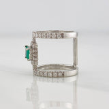 Double Halo Emerald Ring 50pts Diamonds 40cts 7.85g / Size 6 1/4 18K White Gold