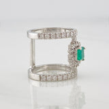 Double Halo Emerald Ring 50pts Diamonds 40cts 7.85g / Size 6 1/4 18K White Gold
