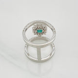 Double Halo Emerald Ring 50pts Diamonds 40cts 7.85g / Size 6 1/4 18K White Gold