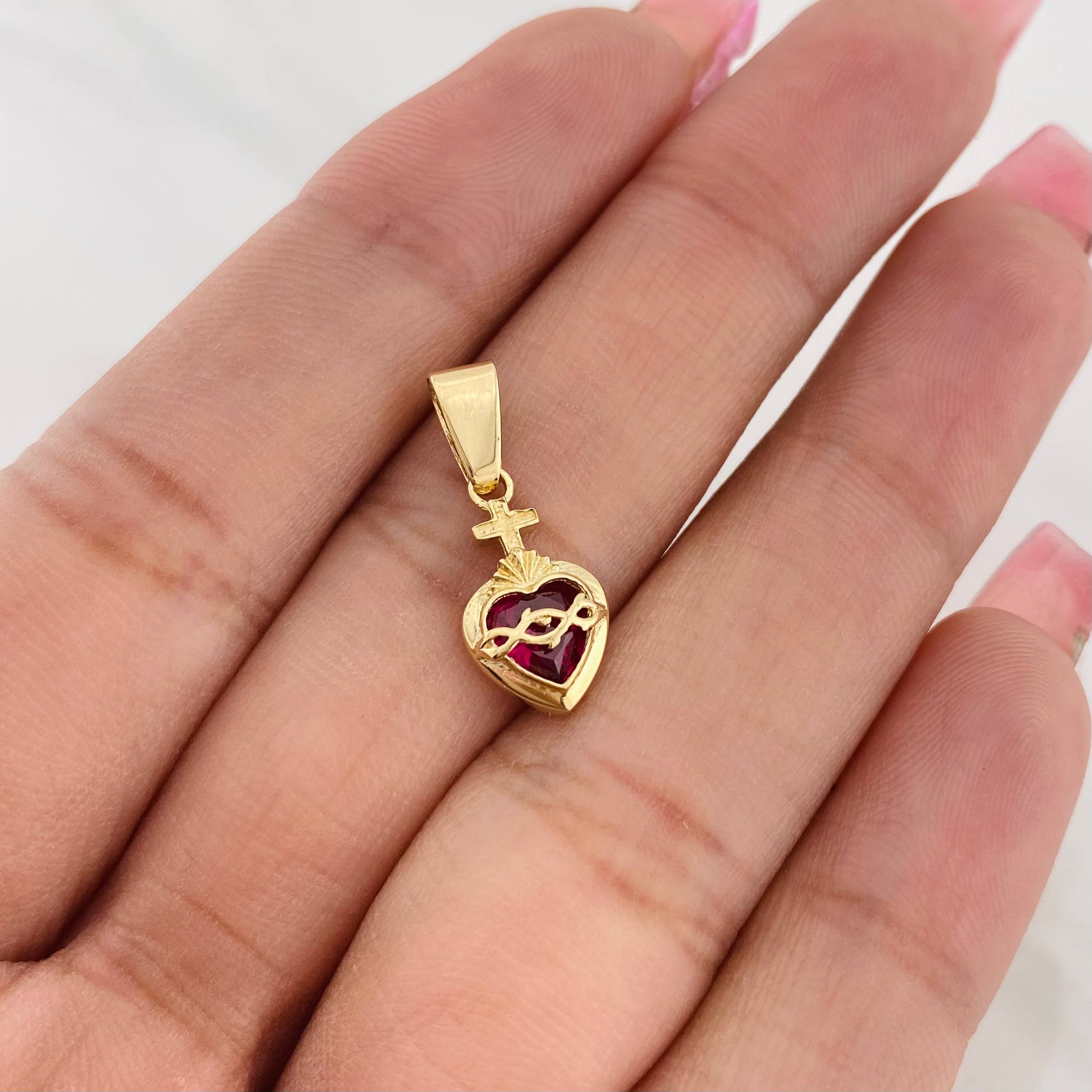 Pendant Heart of Faith 1.45g / 3/4 in Yellow Gold 18K