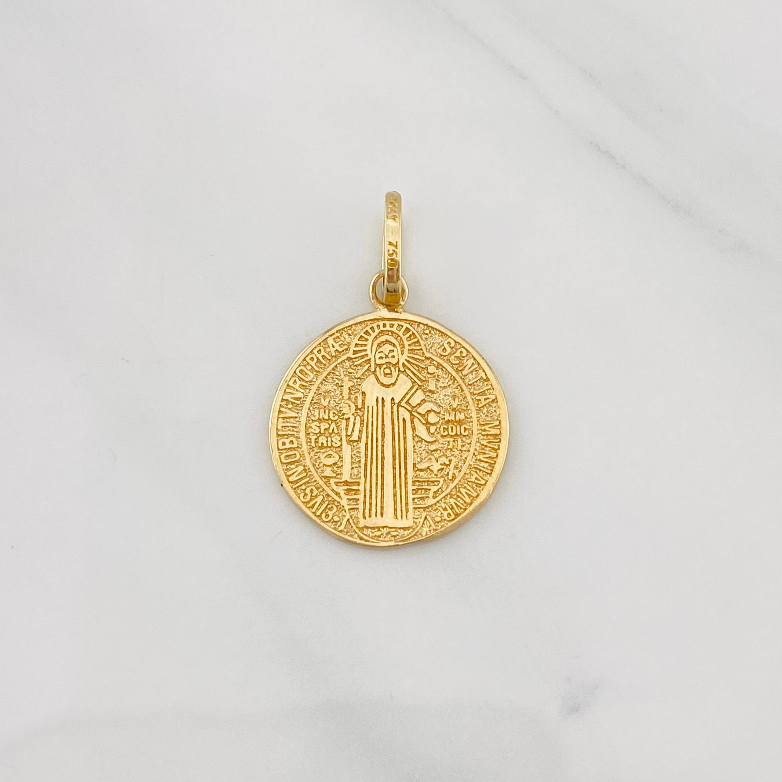 Pendant Medal of Saint Benedict 1.75g / 1 in 18K Yellow Gold