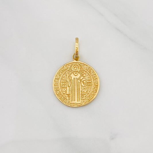 Dije Medalla San Benito 1.75g / 1 in Oro Amarillo 18K