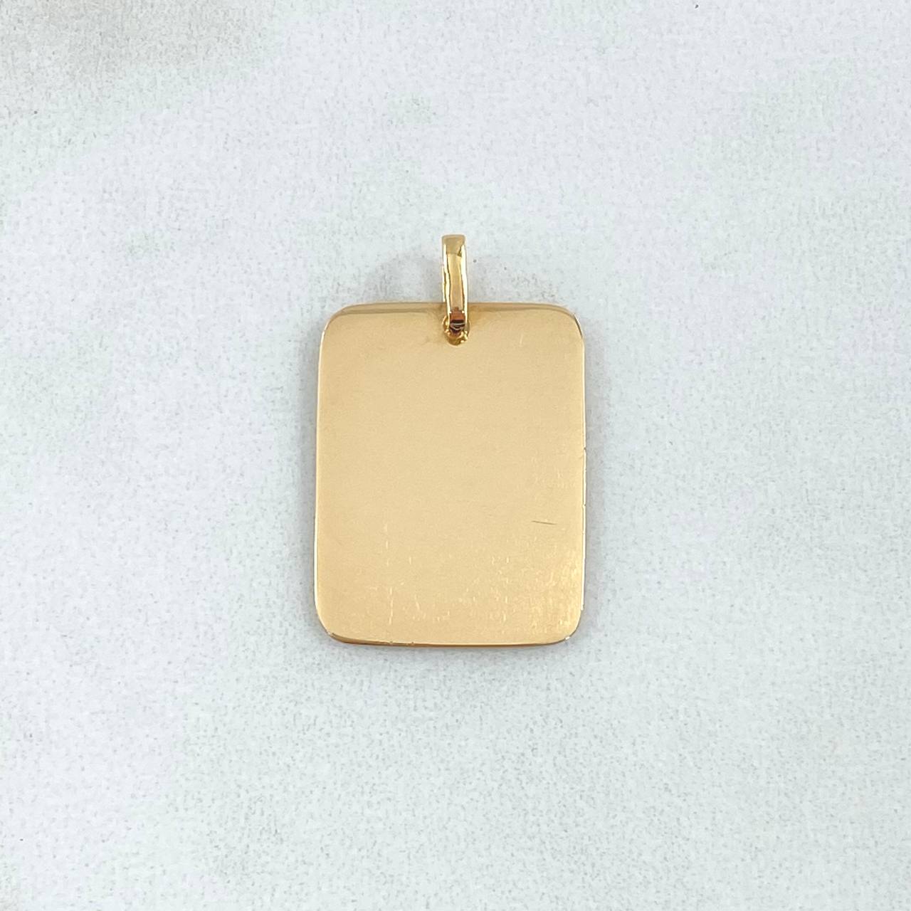 Dije Placa Rectangular 1.85gr / 2.5cm / Lisa Oro Amarillo 18K