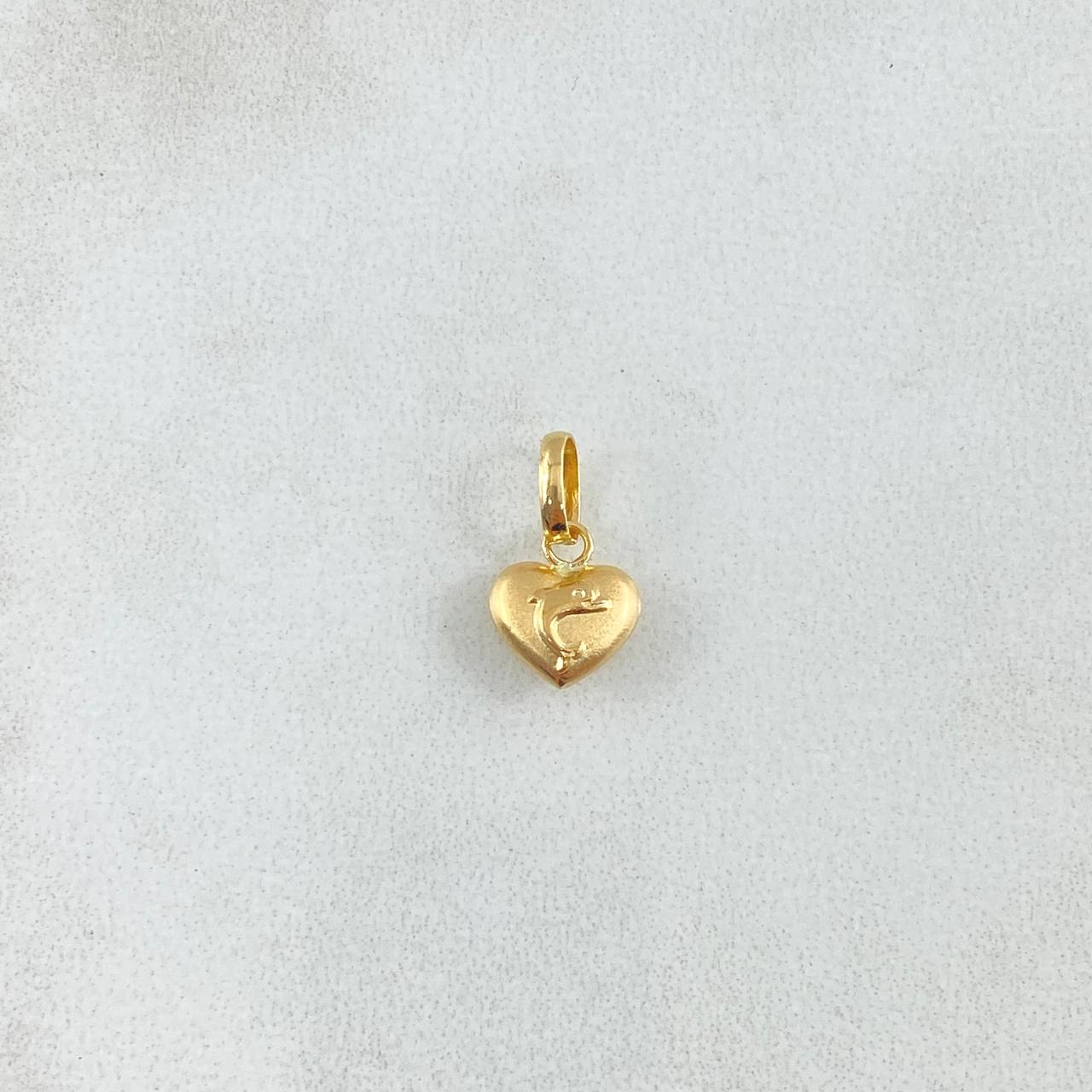 Pendant Heart Dolphin In Between 0.3gr / 1.3cm / Yellow Gold 18K ©