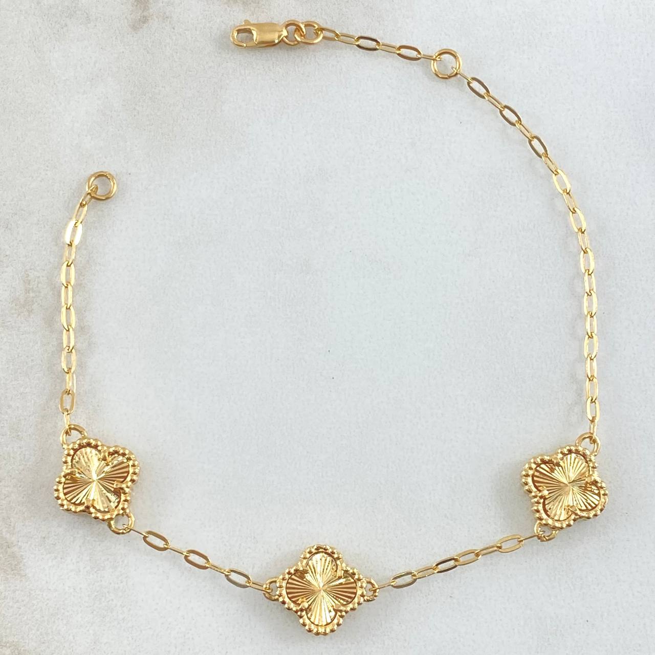 Bracelet Followed Ring Clover VCyA 4.85gr / 18.5cm / 2mm Diamond Cut Yellow Gold 18K ©