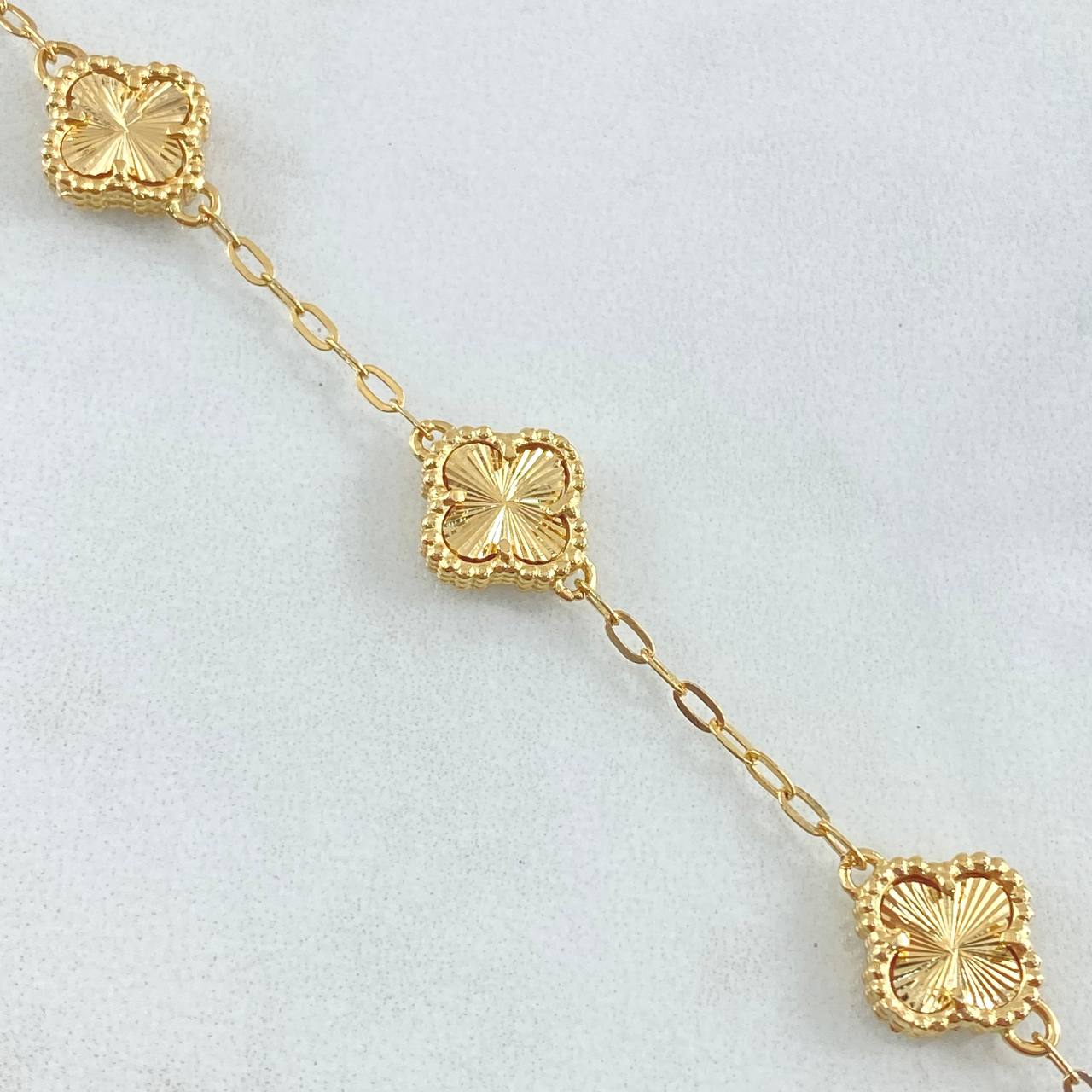 Bracelet Followed Ring Clover VCyA 4.85gr / 18.5cm / 2mm Diamond Cut Yellow Gold 18K ©