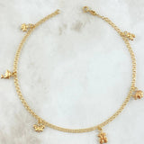 Tobillera Aro Seguido 3.55gr / 25cm / 2.4mm Oso-Pez-Oso Ts-Mariposa-Delfin-Abeja Oro Amarillo 18K ©