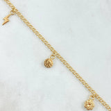 "Followed Hoop Anklet 3.6gr / 26cm / 2.4mm Star-Light-Face Queen-Flower-Footprint-Heart Yellow Gold 18K ©"