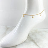 "Followed Hoop Anklet 3.6gr / 26cm / 2.4mm Star-Light-Face Queen-Flower-Footprint-Heart Yellow Gold 18K ©"