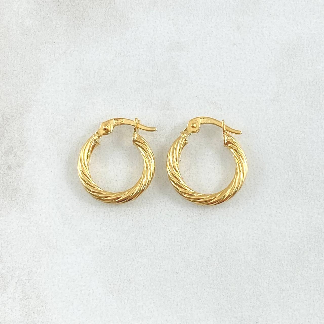 Candongas Mary 1.1gr / 1.7cm / Entorchadas Oro Amarillo 18K *