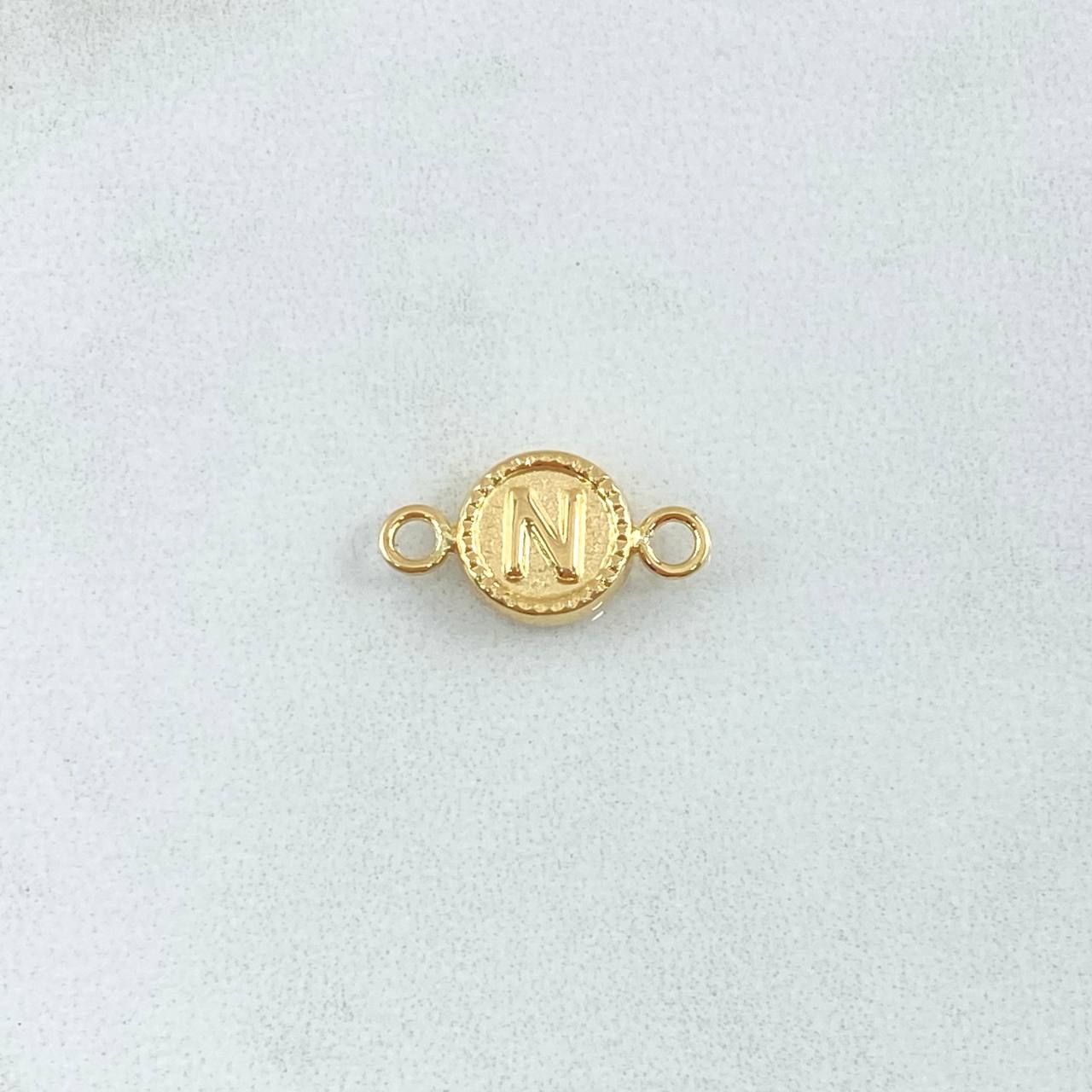 Charm Letter N 0.45gr / 1.5cm / Yellow Gold Edged Circle 18K