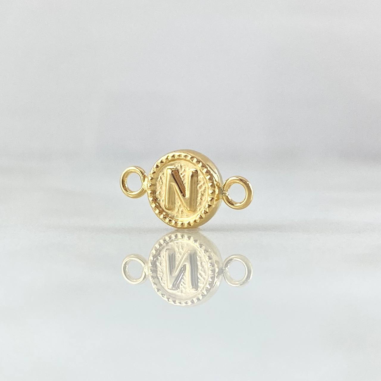 Charm Letter N 0.45gr / 1.5cm / Yellow Gold Edged Circle 18K