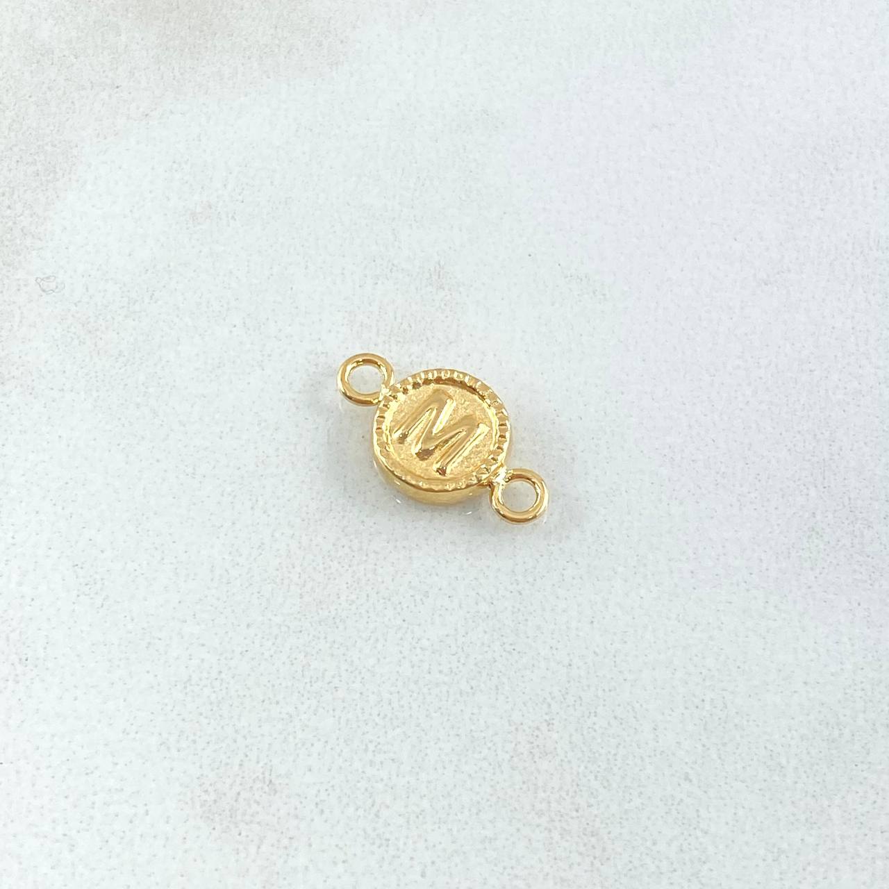 Charm Letter M 0.5gr / 1.5cm / Yellow Gold Edged Circle 18K