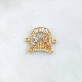 Charm Horseshoe Horses 2.65gr / 2.2cm / White Zircons Three 18K Golds