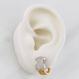 Stud Earrings Bear Design 4.7g / in / 9.1mm Two-Tone Yellow White 18K Gold