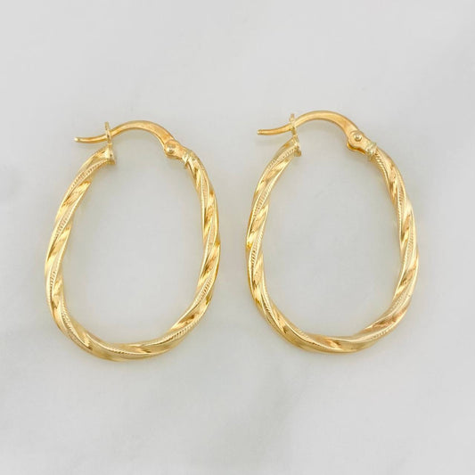 Hoop Earrings Mary Oval 1.5g / 1 1/4 in 18K Yellow Gold
